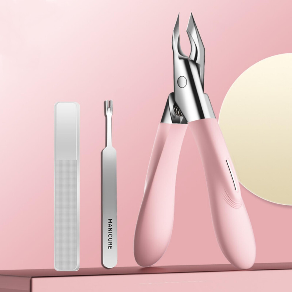 Ingrown Toenail Clippers with UltraThin Sharp Blades, Professional Thick Nail Clippers PinkB