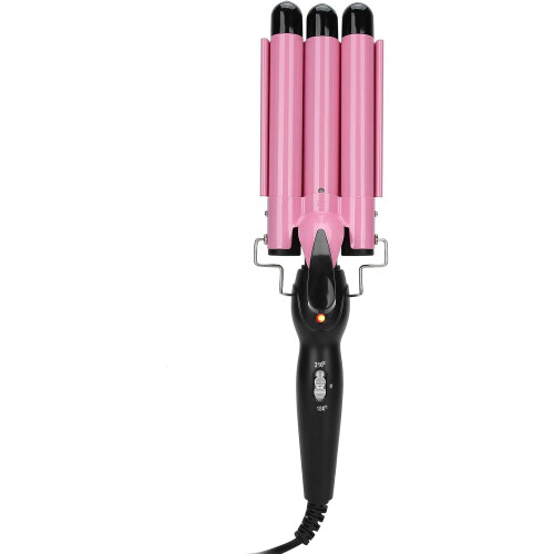 Ceramic Curling Iron Set with 3 Interchangeable Barrels and Intelligent Temperature Control, Pink
