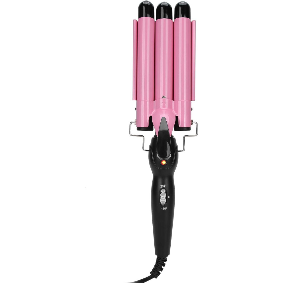Ceramic Curling Iron Set with 3 Interchangeable Barrels and Intelligent Temperature Control, Pink