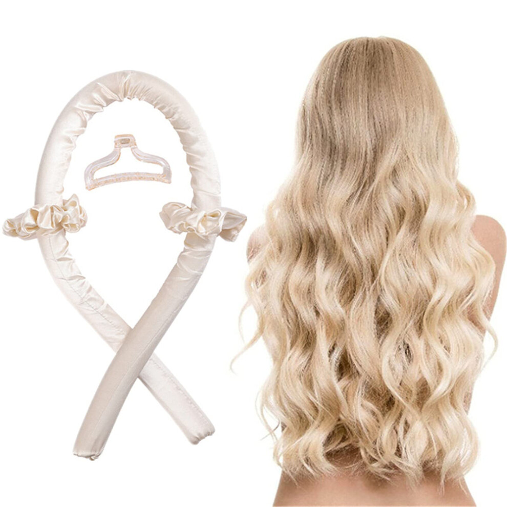 Silk Heatless Hair Curler Set with Clips and Scrunchie for Overnight Frizz Smooth Curls
