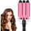 Ceramic Curling Iron Set with 3 Interchangeable Barrels and Intelligent Temperature Control, Pink 2