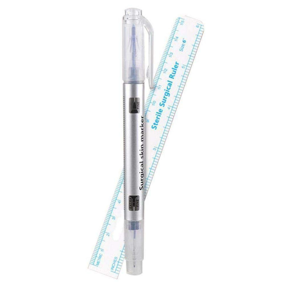 Microblading Marker Pen with Dual Tips for Precise Brow Mapping and Tattoo Skin Marking Ruler Set