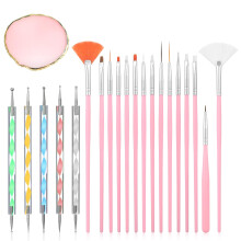 21 Piece Nail Art Brush Set with Durable Palette, Professional Acrylic Nail Kit for Detailing and French Tips