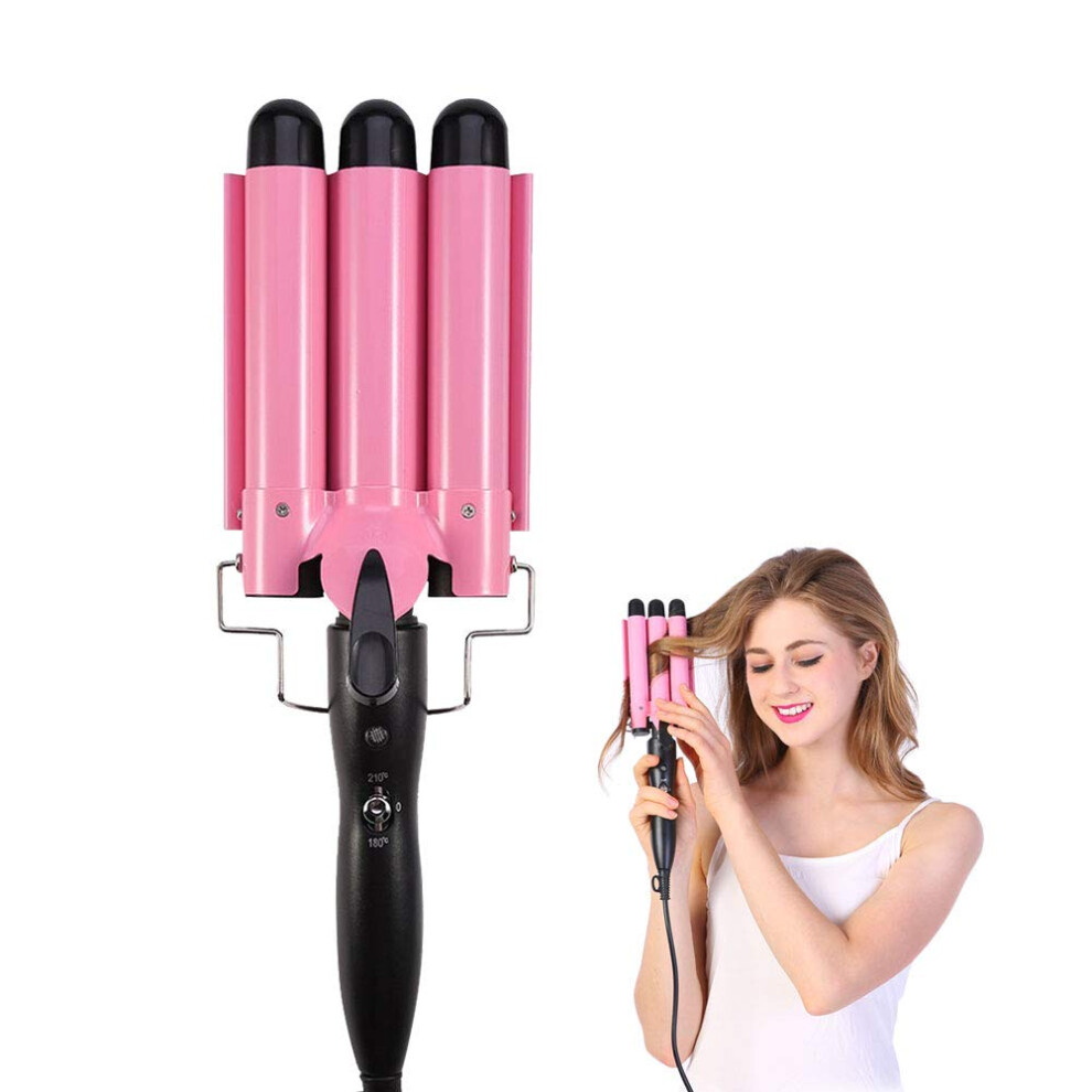 Triple Barrel Curling Iron 22mm Ceramic Hair Curler with Adjustable Heat LCD for Beach Waves