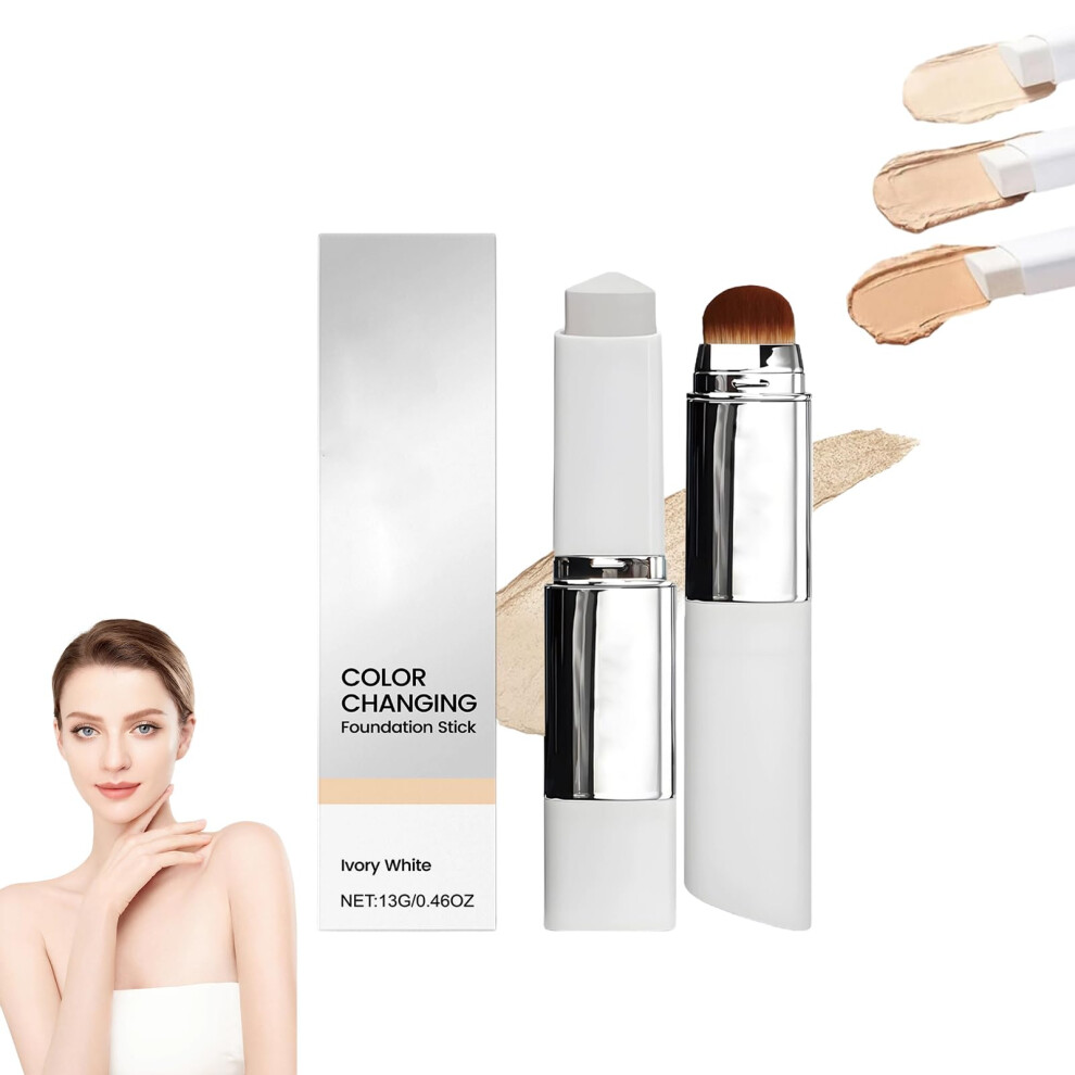 Cream/Ivory Foundation Stick With Brush, Buildable Medium To Full Coverage, Hydrating Dewy Finish