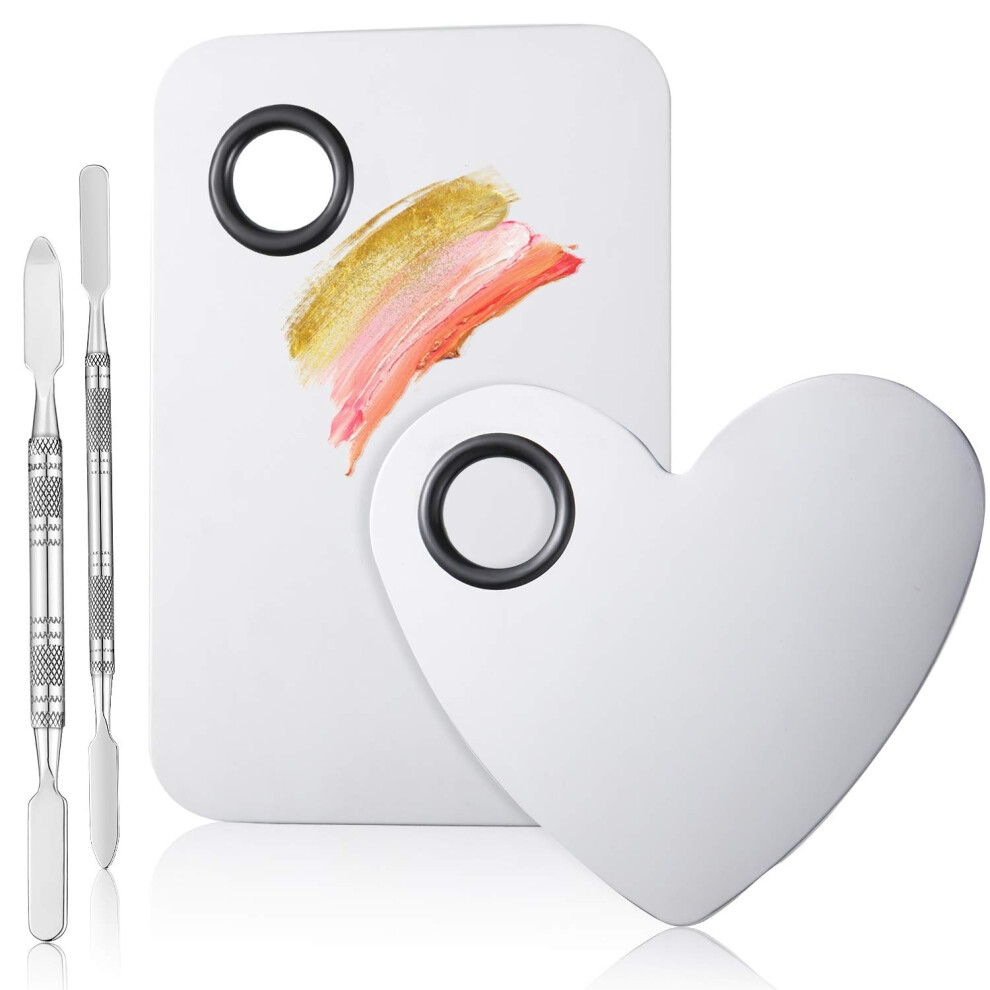 Makeup Mixing Palette Set Stainless Steel with DoubleEnded Spatulas for Hygienic Color Blending