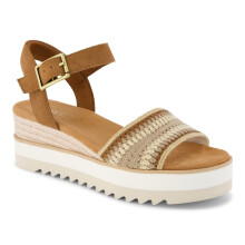 (, ) TOMS Diana Wedge Leather Women's Dark Beige Sandals