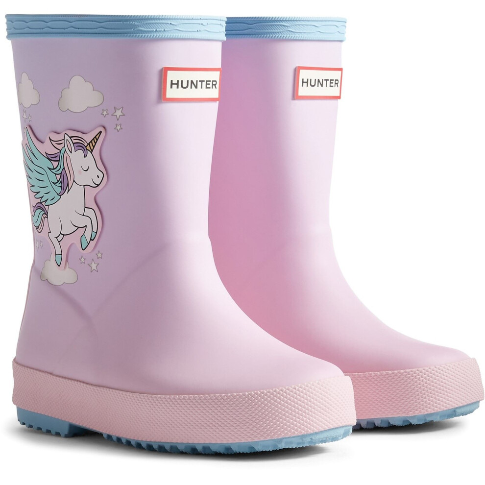 New Hunter Girls (, ) Kids First Unicorn Print Boot Rubber 'S Blue Frost/ Parfait Pink Wellington Boots Blue,Pink 44265-82987