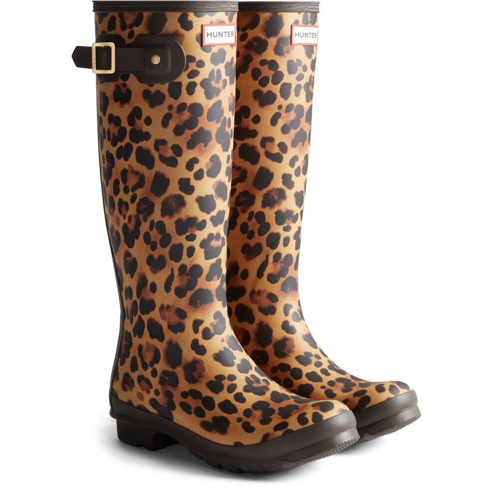 New Hunter Women's (, ) Original Tall Leopard Boot Rubber Leopard Print/Chocolate Wellington Boots Brown 44269-82991