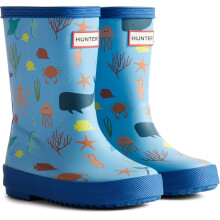 (, ) Hunter Kids First Classic Ocean Print Boot Rubber Kid's Amplifying Blue/Dragonfly Blue Wellington Boots