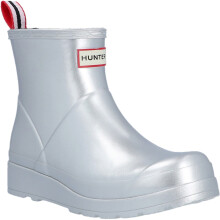 (, ) Hunter Play Short Boot Metallic Rubber Women's Silver Wellington Boots