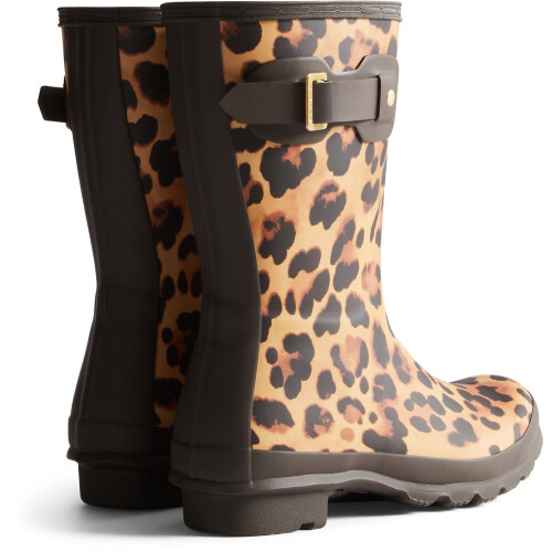 Hunter (, ) Hunter Original Short Leopard Boot Rubber Women's Leopard Print/Chocolate Brown Wellington Boots 1