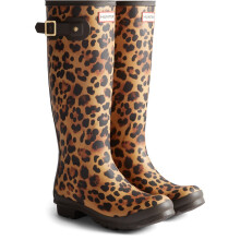 (, ) Hunter Womens Original Tall Leopard Boot Rubber Women's Leopard Print/Chocolate Brown Wellington Boots