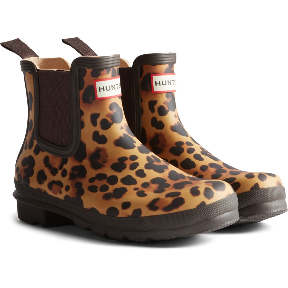 New Hunter Women's (, ) Original Chelsea Leopard Print Boot Rubber Leopard Print/Chocolate Wellington Boots Brown 44271-82993