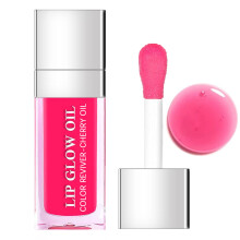 Plumping Lip Oil with Cherry Tint Hydrating Gloss Big Brush Glitter Shine Long Lasting Moisture