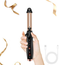 Cordless Curling Iron USB Rechargeable Ceramic 2 in 1 Hair Curler and Straightener for Travel