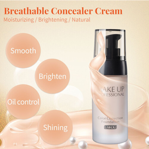 Liquid Concealer #2 Shade Full Coverage Lightweight Moisturizing Oil Control Multiuse Makeup 1