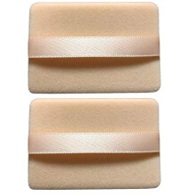2 Pack Square Cotton Velour Powder Puff for Pressed Powder, Slim Fit Compact Makeup Applicator
