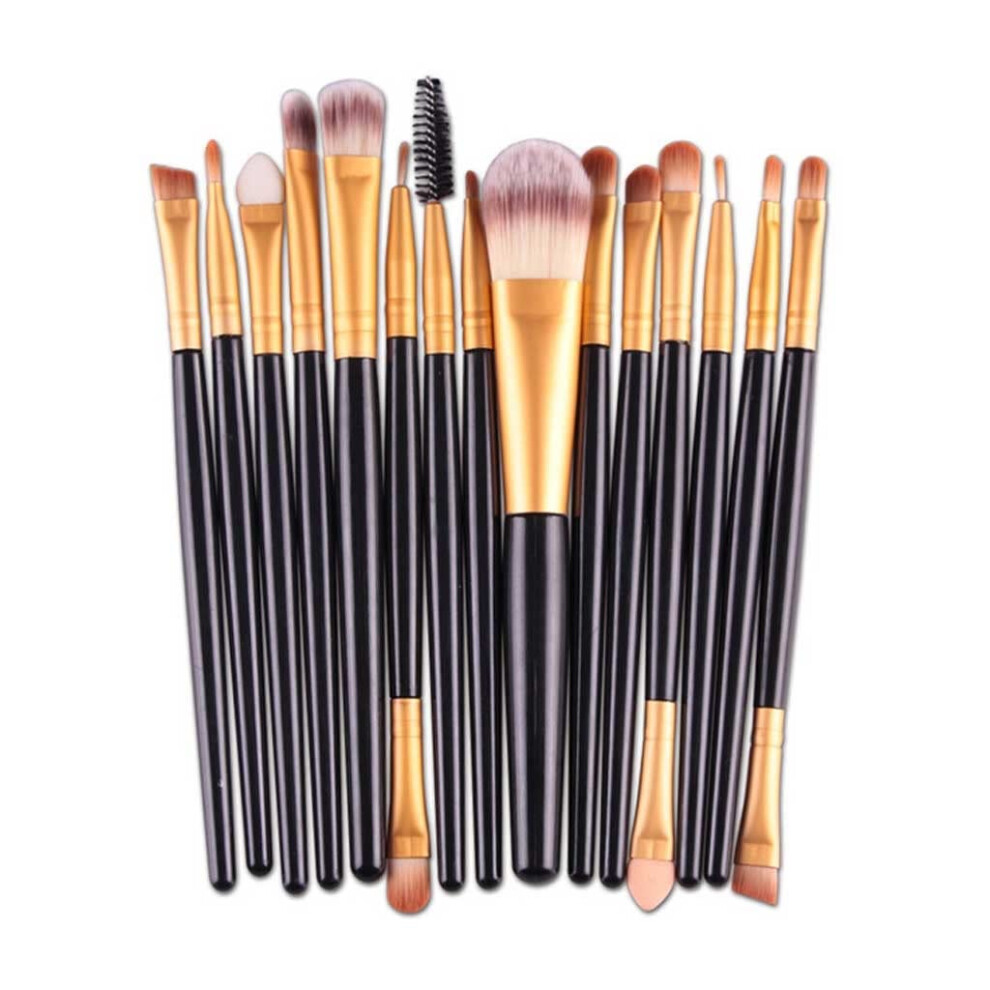 15 Piece Makeup Brush Set for Foundation Eyeshadow Eyeliner â Professional Synthetic Bristles