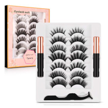 Magnetic Eyelashes with Eyeliner Kit, Natural 3D Lash Effect, 7 Pairs, Lightweight Glue Hold