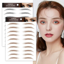 4D Waterproof Temporary Eyebrow Tattoo Stickers for Women, Natural HairLike Brown and Black, 20 Pairs