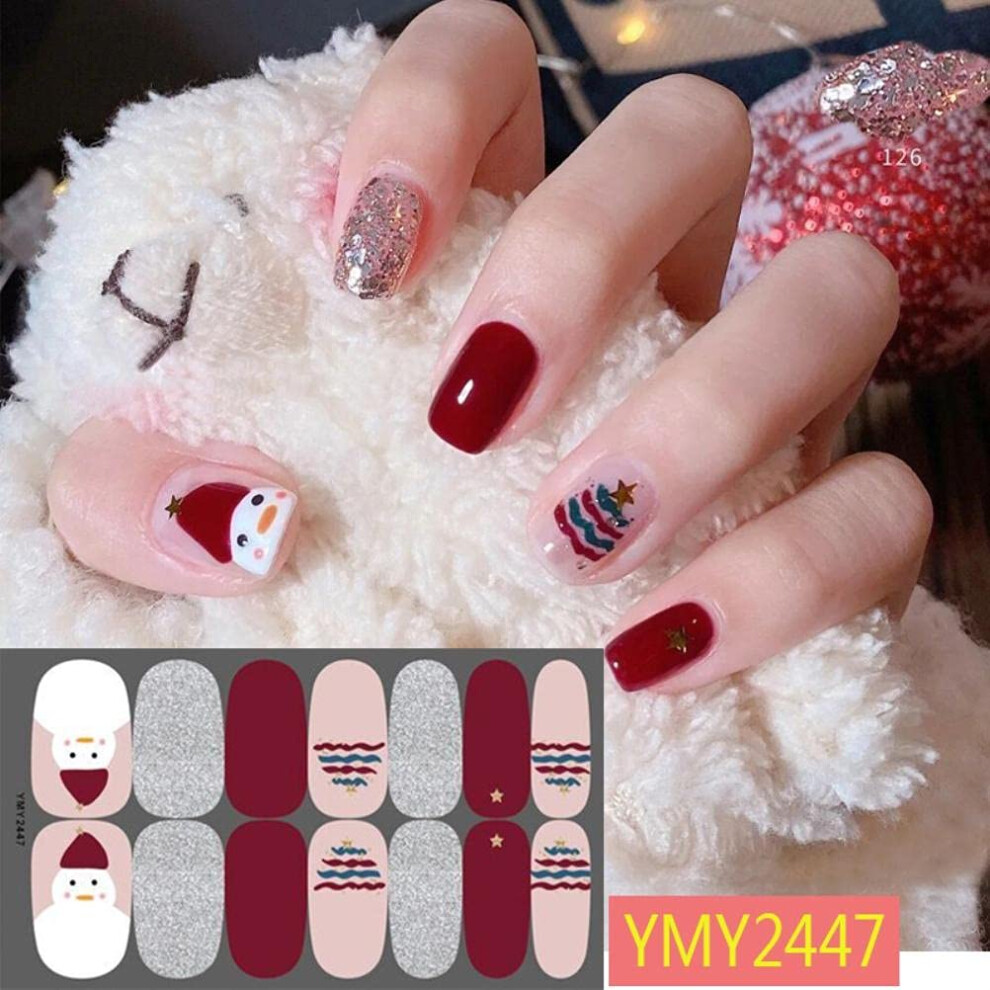 Christmas Nail Stickers Snowman Design UltraThin SelfAdhesive Decals for DIY Manicure