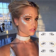 Reusable Adhesive Face Gems Festival Face Stickers Cosmetic Decoration for Makeup Parties 3pcs