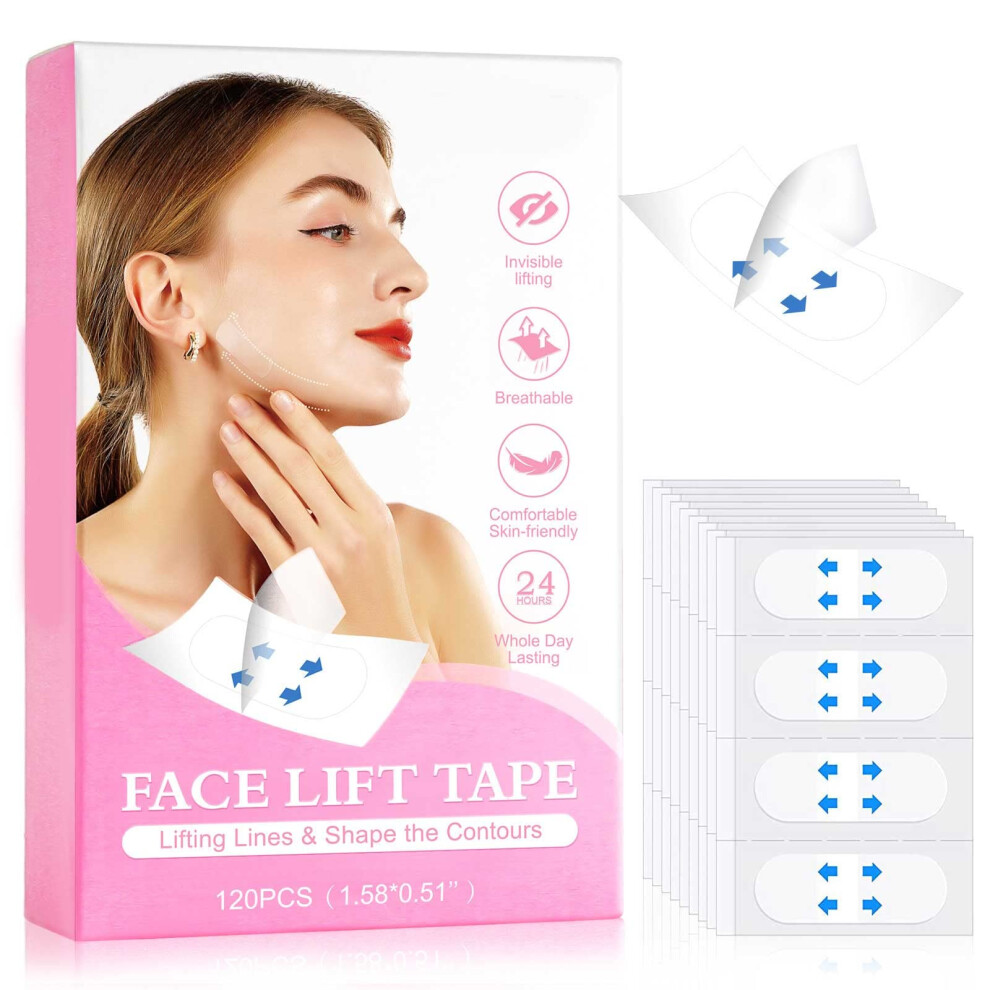 Face Lift Tape with Instant Visible Lift, Invisible Facial Lifting Tape for Women, Waterproof Chin Lifter