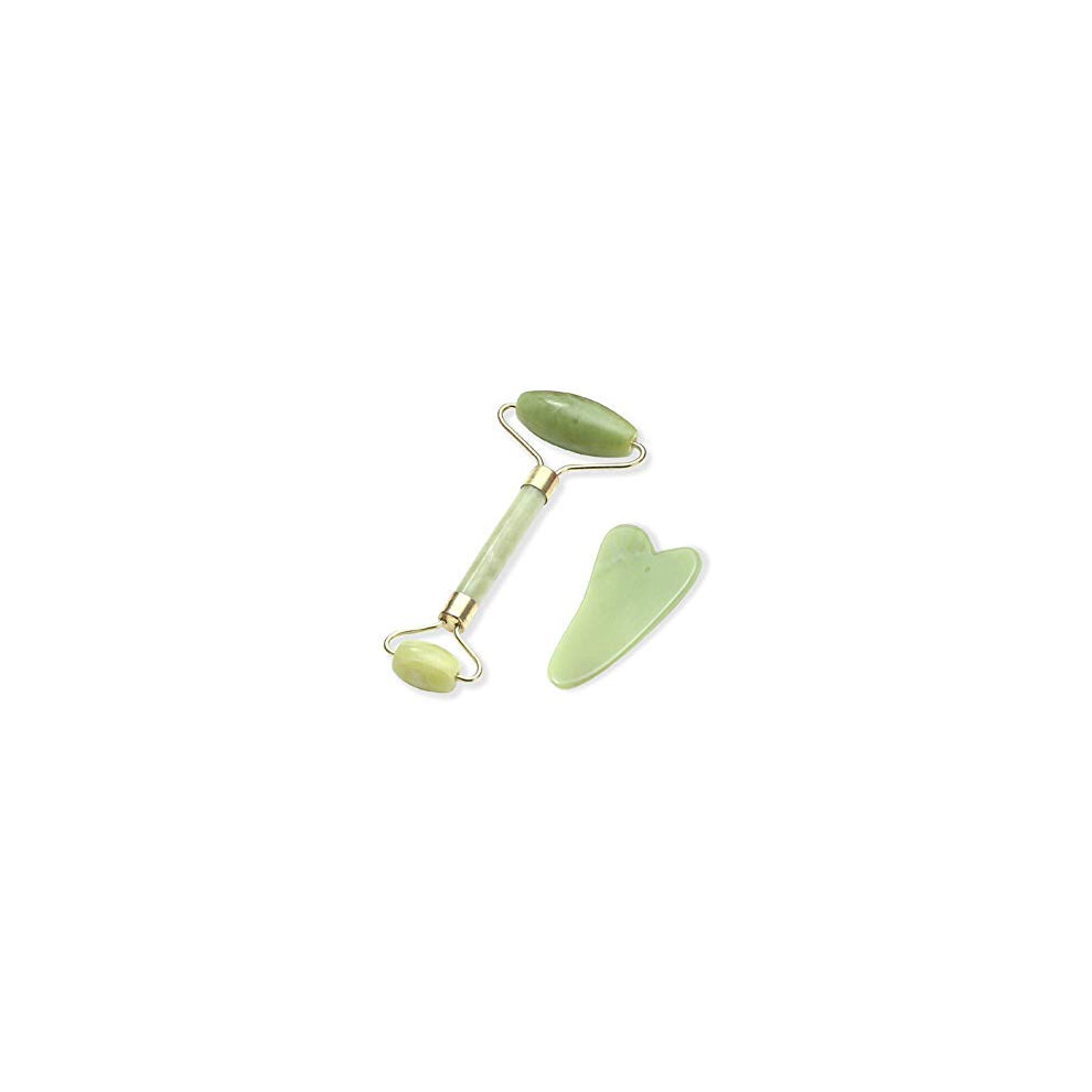 Jade Roller for Face and Neck with Gua Sha Facial Massage Tool, Dual Roller Design, AntiWrinkle Therapy