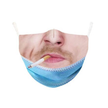 3D Funny Cartoon Face Mask with Realistic Print, Adjustable Ear Bands, Reusable Washable Design