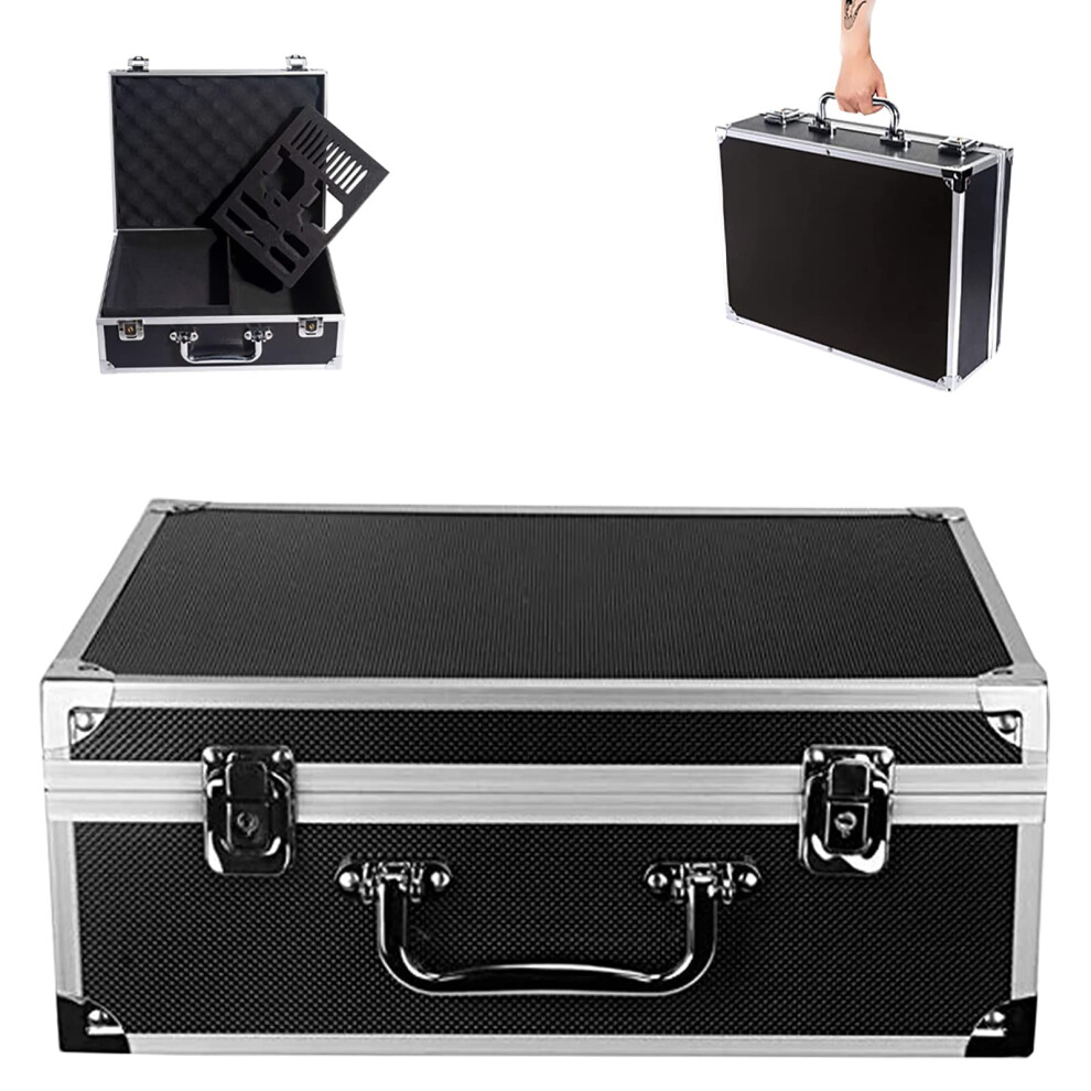Tattoo Machine Carry Case with Lock Key, Durable Aluminum Tattoo Supplies Storage Box 12.6x9.5x5