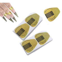 200Pcs Golden Acrylic Nail Extension Forms with NumberMarked Length Guide and Durable Adhesive