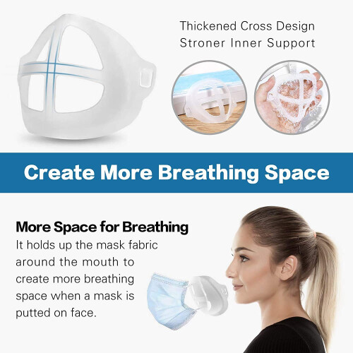 Mask Bracket Inner Support Frame Silicone Reusable 3D Design for Comfortable Breathing Pack of 5 2