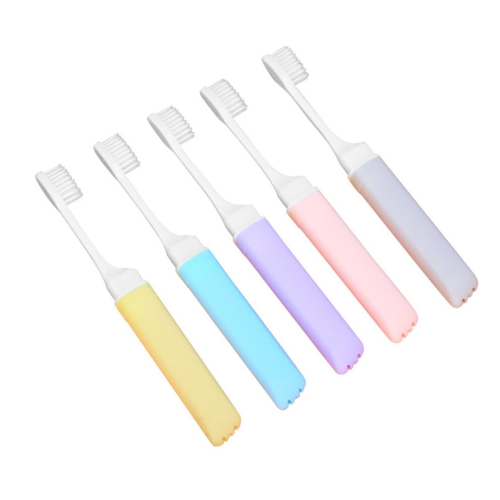 5pcs Foldable Travel Toothbrush Soft Bristles Ergonomic Grip for Adults Home and Trip Use