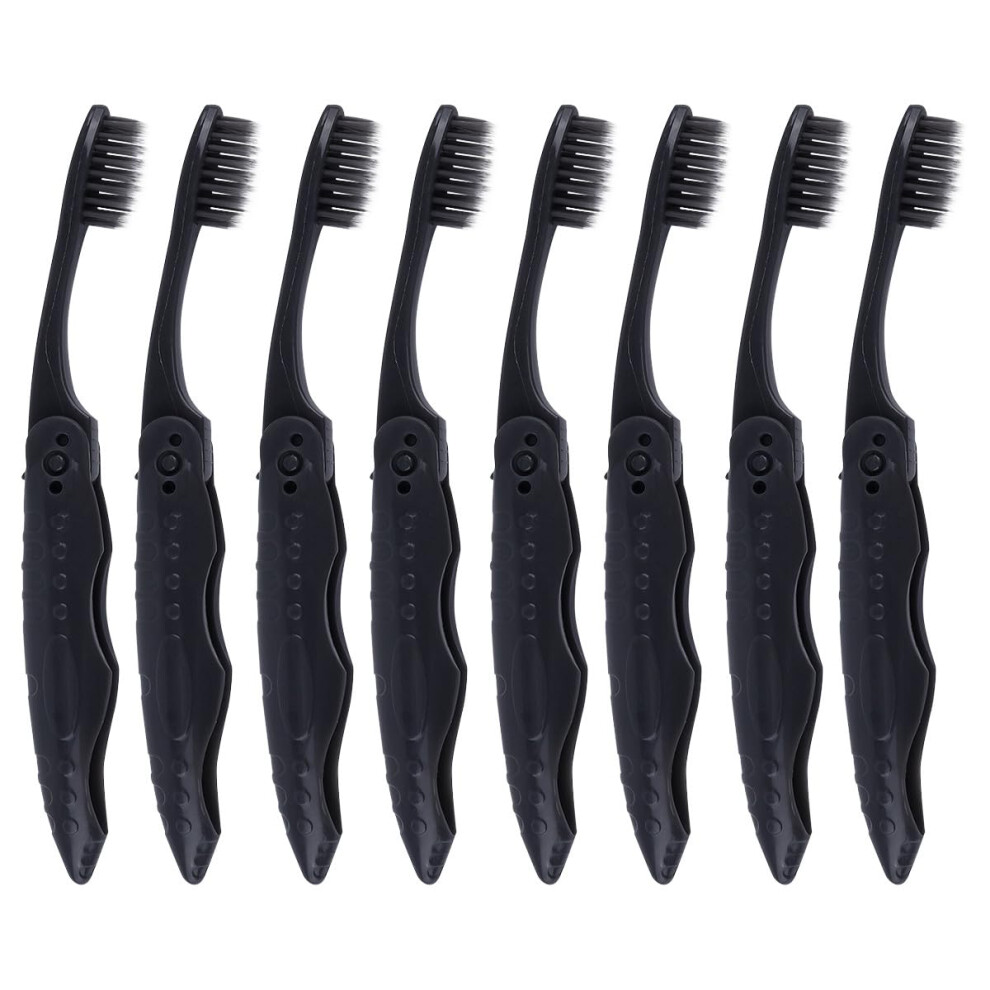 8PCS Soft Bristle Folding Travel Toothbrush Set with Compact Protective Design for Business Trips