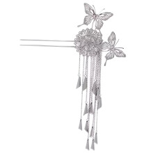 Chinese Butterfly Hair Stick with Tassel Ancient Style Alloy Hairpin for Cosplay and Special Occasions