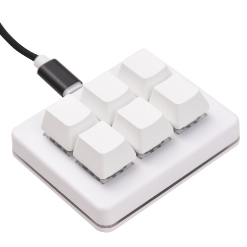 Programmable 6-Key Mechanical Macro Keyboard 180mAh, Black/White 1