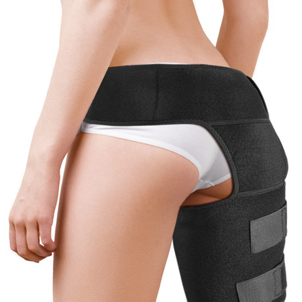 Hip Protector Thigh Hamstring Support Brace Black & Red One Size