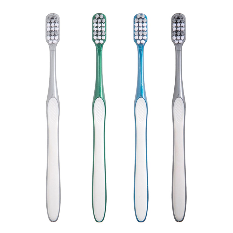 4pcs Hard Bristle Travel Toothbrush for Men with Ergonomic Handle and Plaque Removal