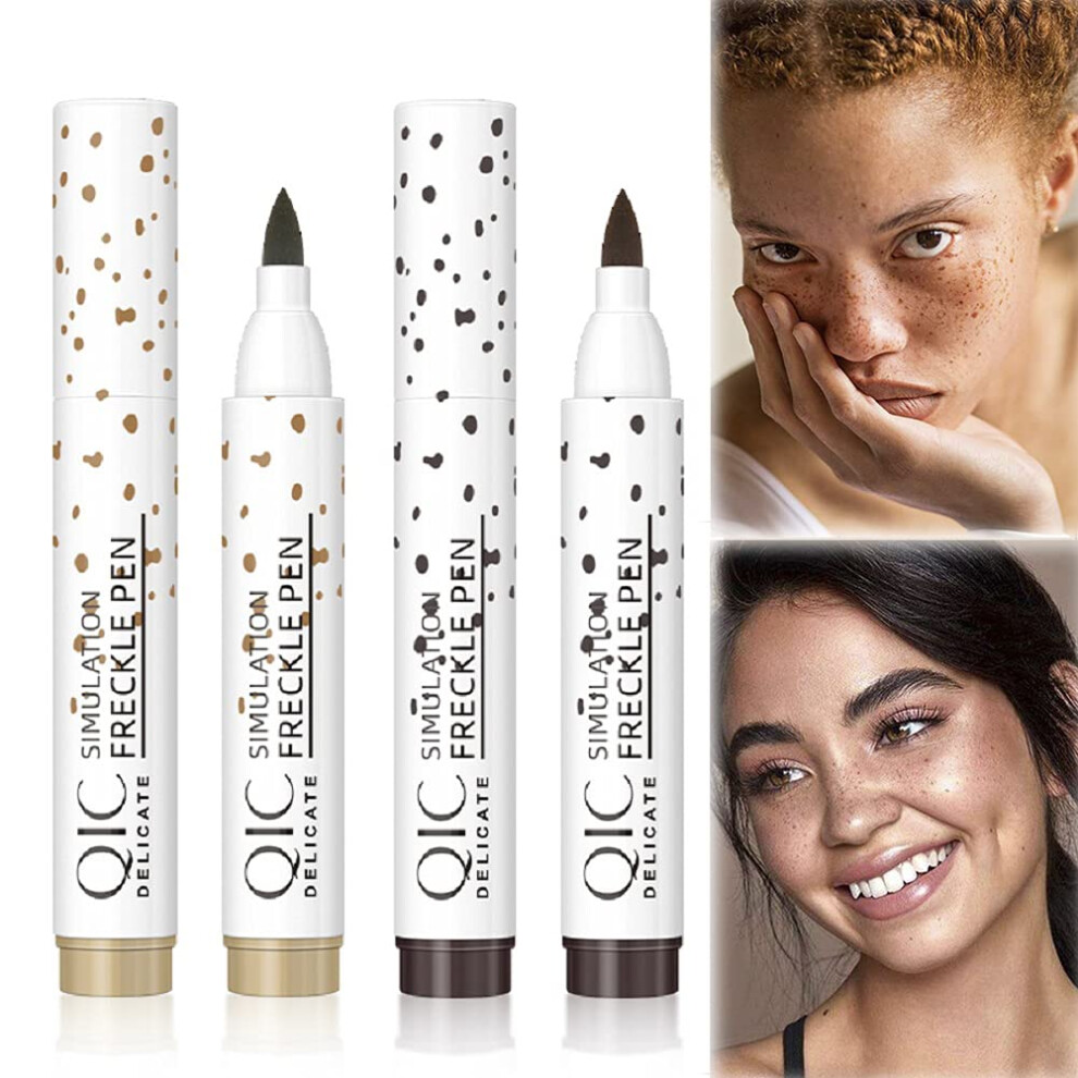 2Pcs Freckle Pen Waterproof Long Lasting Fake Freckles Makeup with Natural Finish