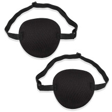 Eye Patch Set for Adults and Kids, Adjustable Pirate Eye Patch for Lazy Eye Treatment, Black 2PCS