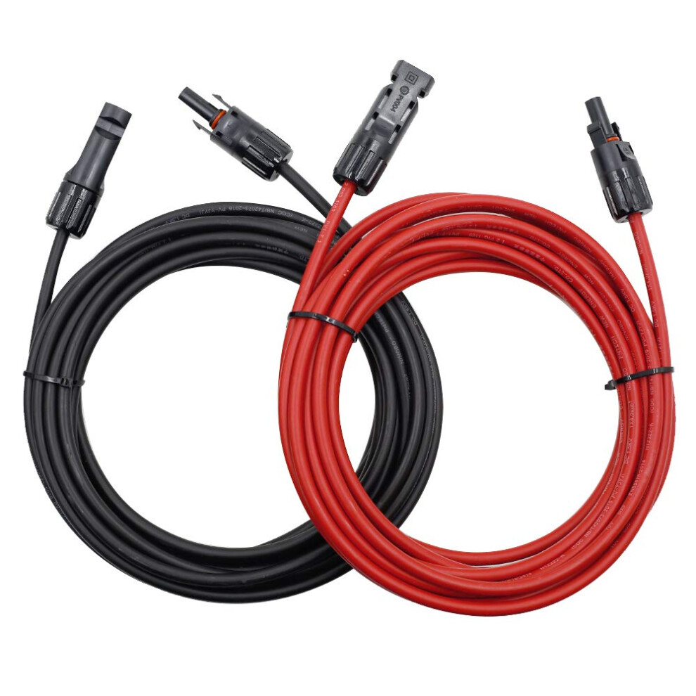 20Ft 12Awg Solar Panel Extension Cable Set With Mc4 Connectors, Weatherproof Red And Black Wires 9044945549621