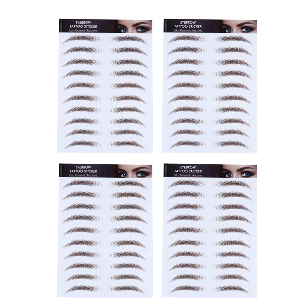 Brown 6D Hairlike Eyebrow Tattoo Stickers Waterproof Pigment Instant Brow Shaping 4Pcs 02