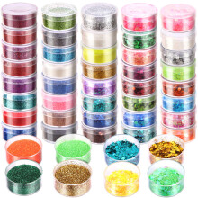 48 Box Glitter Set for Crafts and Makeup, Fine and Chunky Glitter Kit for Resin and Festivals