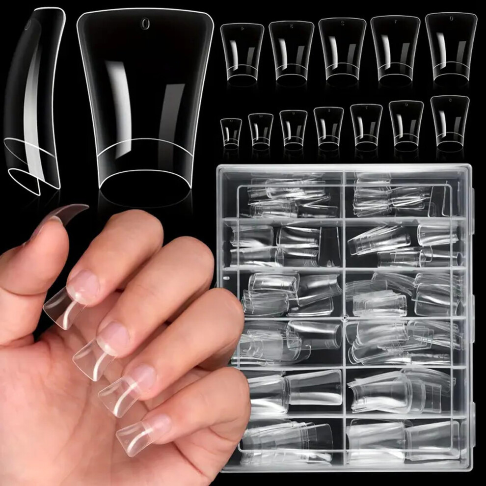 120/504pcs Clear Duck Shape Nail Tips Short Curved Half Cover for French Manicure Extensions