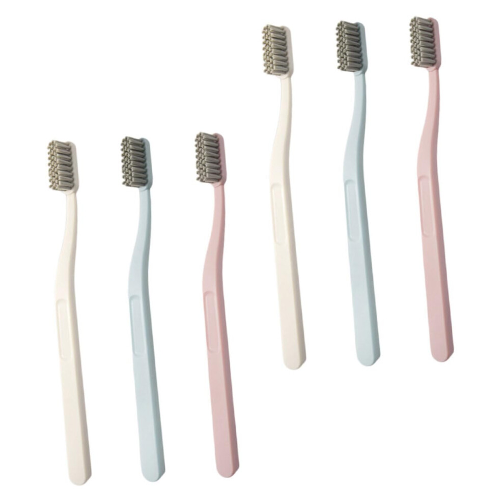 6pcs Hard Bristle Toothbrush for Adults, Compact Head for Deep Cleaning, NonSlip Handle for Travel