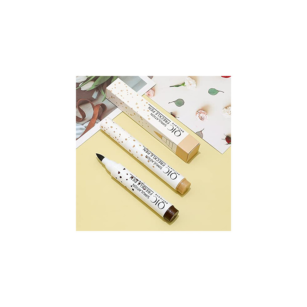 2 Pcs Freckle Pen Waterproof Long Lasting Dual Shade for Natural Looking Fake Freckles Makeup