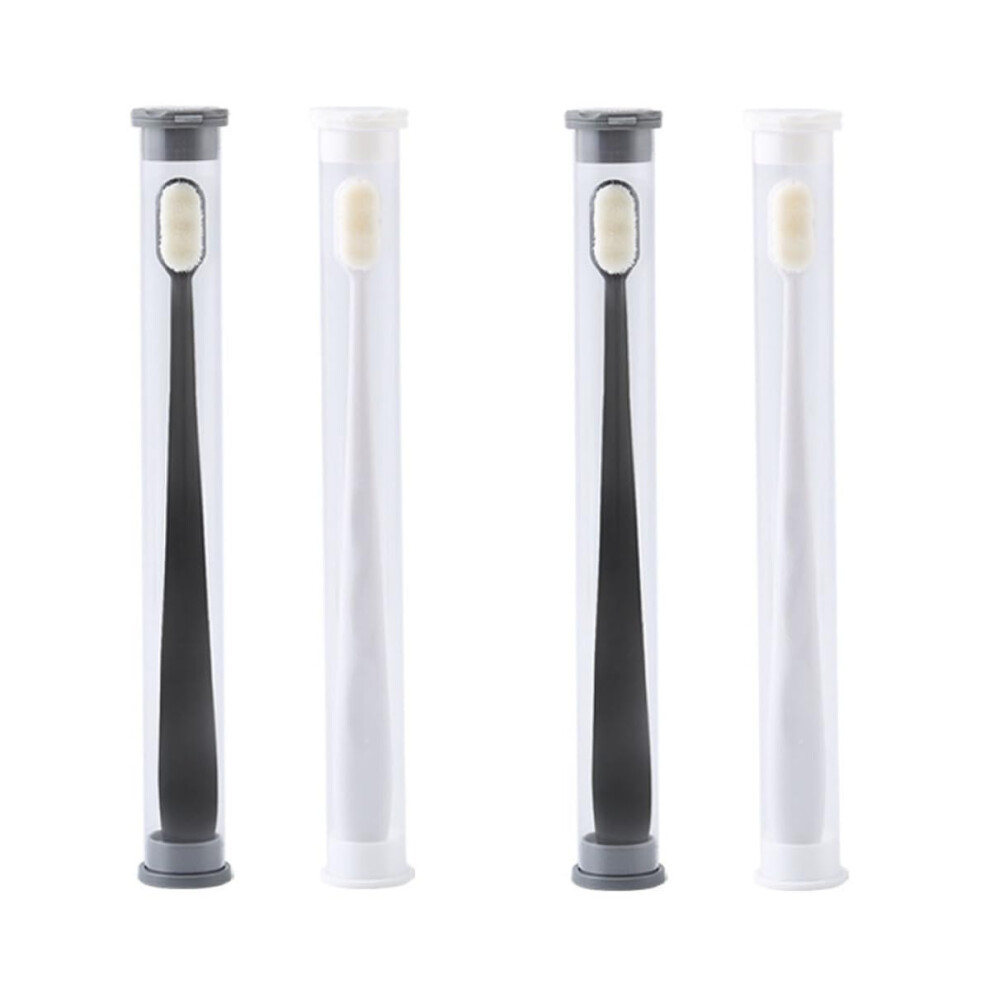 4PCS Soft Bristle Nano Toothbrush for Adults UltraSoft Bristles Deep Cleaning Travel Black White