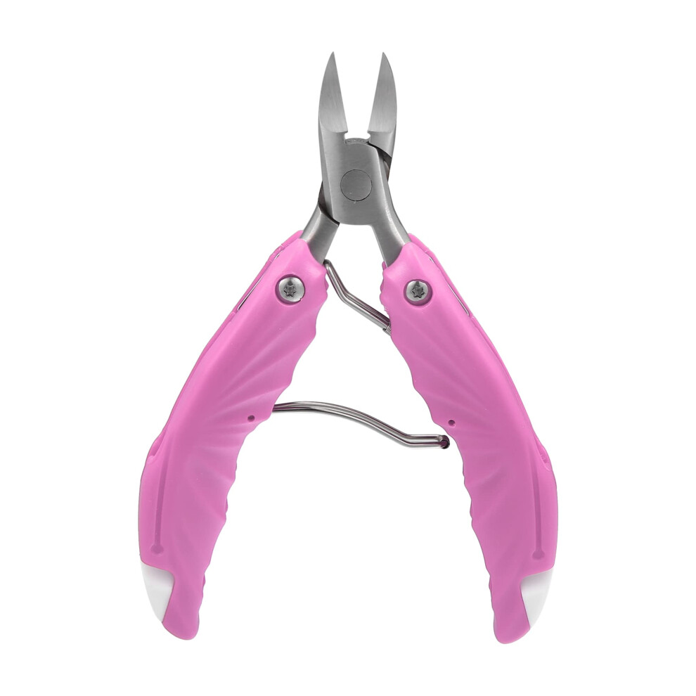 Pink Toenail Clippers For Thick Nails Stainless Steel Sharp Curved Blades Ergonomic Grip