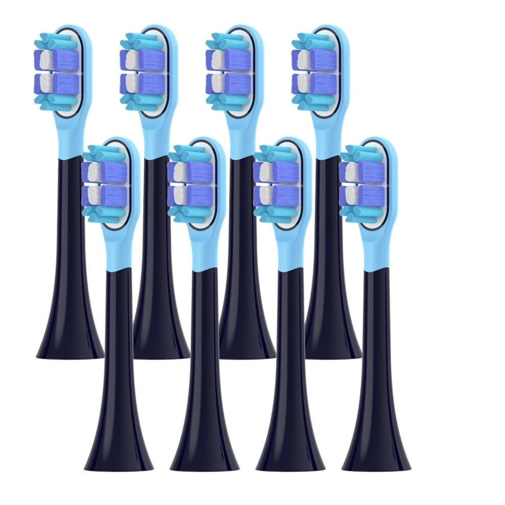 Replacement Toothbrush Heads Compatible with Xiaomi Mijia T301 T302 T501C, Soft Bristles, Black 8 Pack with Caps